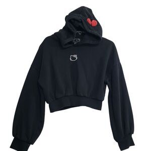 Hello Kitty x Forever 21 Women's Medium Black Cropped Hoodie